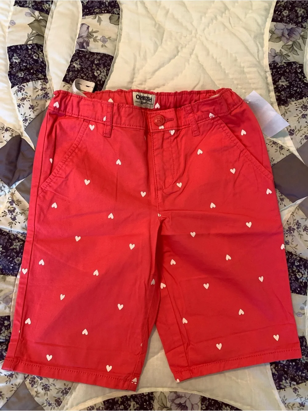 OshKosh B'gosh Pink Shorts with White Heart Print